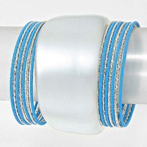 16 Layered Blue & Silver Stackable Bangle Bracelet Set